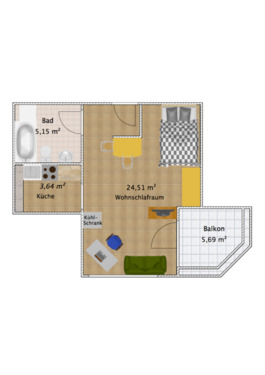 Foto - 1 Zimmer Etagenwohnung zum Kaufen in Darmstadt