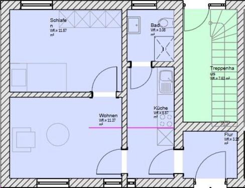 Foto - 35 m² renovierte Wohnung mit Küche, Dusche, EG