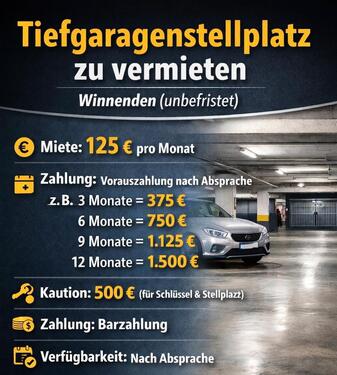 Foto - Tiefgaragenstellplatz zu vermieten – Winnenden (unbefristet)