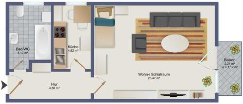 Foto - 1 Zimmer Etagenwohnung zur Miete in Passau