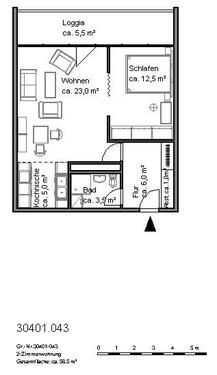 Foto - 2-Zimmer-Wohnung mit Balkon - 533,00&nbsp;EUR Kaltmiete, ca.&nbsp; 56,43&nbsp;m&sup2;