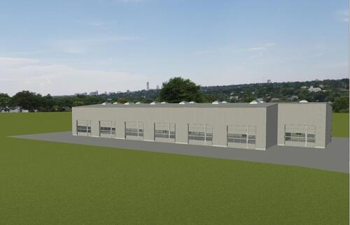 Foto - Industriehalle im Bau. Fertigstellung Anfang 2027