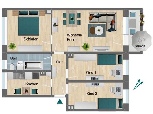 Foto - Etagenwohnung zur Miete in Pößneck