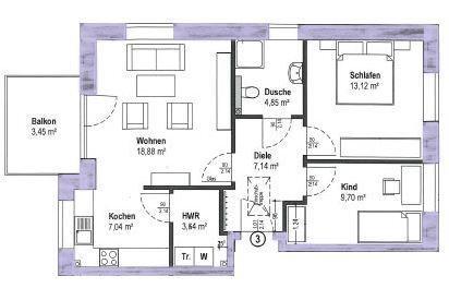 Foto - 3 Zimmer Etagenwohnung in Heide