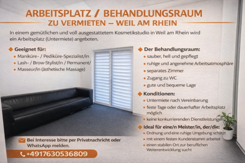 Foto - ARBEITSPLATZ BEHANDLUNGSRAUM ZU VERMIETEN in WEIL AM RHEIN