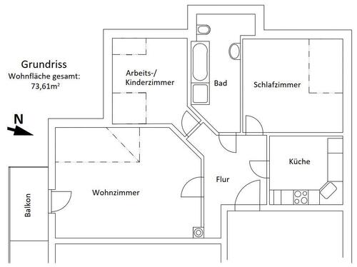 Foto - Helle 3-Raumwohnung (ca. 74 m²) mit Südbalkon in Zeulenroda