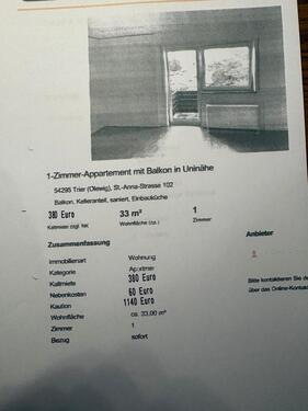 Foto - 1-ZimmerAppartement mit Balkon in Uninähe Trier