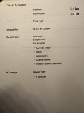 Foto - 1 Zimmer Etagenwohnung zur Miete in Hermeskeil