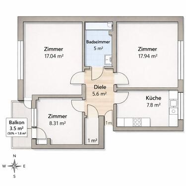 Foto - 3 Zimmer Etagenwohnung zum Kaufen in Köln