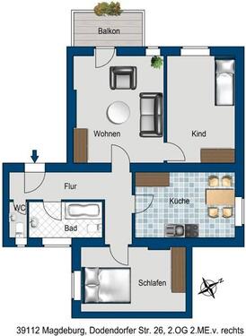 Foto - 3 Zimmer Etagenwohnung zur Miete in Magdeburg