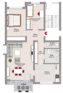 Foto - Attraktive 3-Zimmer-Wohnung mit Balkon in Durmersheim