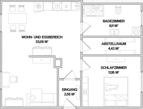 Foto - 2-Zimmer Dachgeschosswohnung 61 m² Erstvermietung ab 01.12.2025