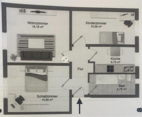 Foto - 3 Raum-Wohnung in Gossa (ohne Kaution)