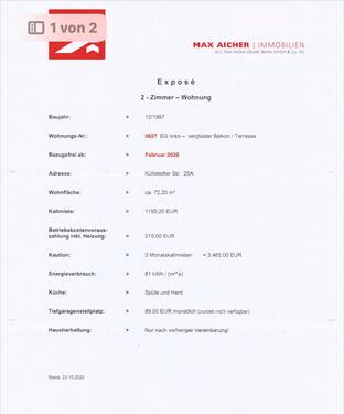 Foto - Barrierearme 2 Raum Wohnung - 1.155,00 EUR Kaltmiete, ca.  72,00 m²