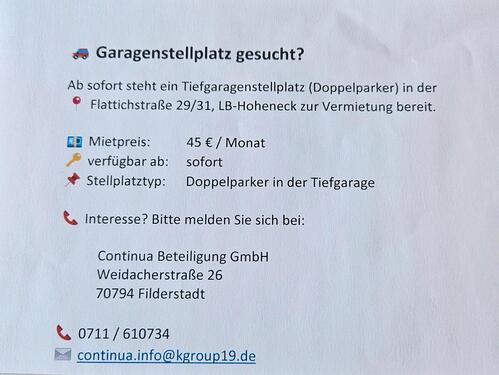 Foto - Garagenstellplatz - 45,00 EUR Miete,