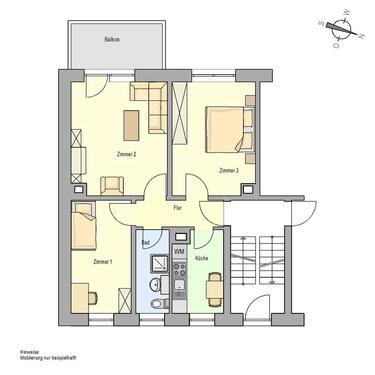 Foto - Renovierte 3-Raum Wohnung mit Balkon in der Nähe vom Waldbad