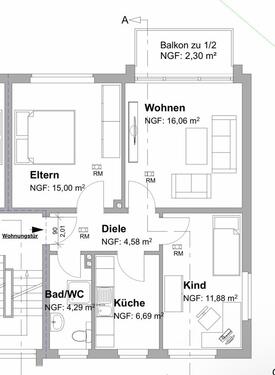 Foto - Modernisierte 3-Zimmer-Wohnung im 1. OG mit Balkon
