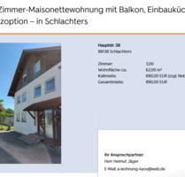 Helle 3-Zi-Whg mit Einbauküche, Balkon, Stellplatz in Schlachters - Sigmarszell