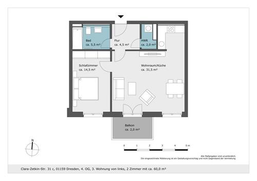 Foto - 2 Zimmer Etagenwohnung zur Miete in Dresden