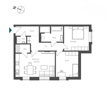 Foto - Moderne 3-Zimmer-Souterrainwohnung mit durchdachtem Grundriss