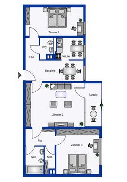 Foto - 3 Zimmer Wohnung mit Loggia 2 WC in Hombruch Dortmund Süden