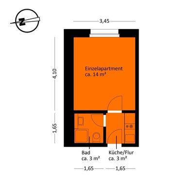 Foto - StudioEinzelapartment in Lichtenberg mit eig Küche und Bad & WC
