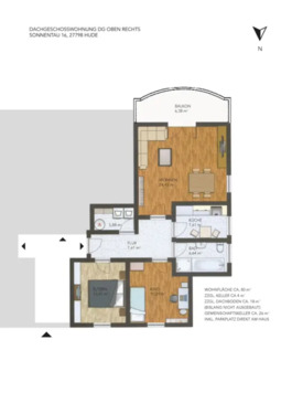 Foto - Sonnige 75 m² große 3-Zimmer-Küche-Bad-Wohnung mit EBK in Hude