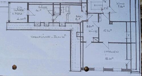 Foto - DG Wohnung 3 Zimmer Küche Bad - 790,00&nbsp;EUR Kaltmiete, ca.&nbsp; 77,00&nbsp;m&sup2;