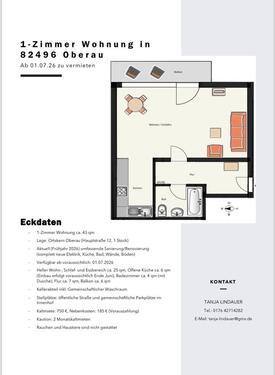 Foto - 1 Zimmer Wohnung in Oberau - 750,00&nbsp;EUR Kaltmiete, ca.&nbsp; 43,00&nbsp;m&sup2;