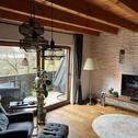 Foto - FerienwGarten mit Koiteich, Gartenhütte, Feuerstelle und Sauna.