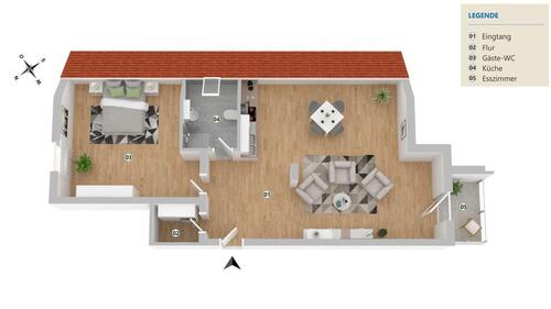Foto - 2 Zimmer Dachgeschoßwohnung zur Miete in Kaiserslautern