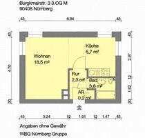 1 zimmer wohnung - 626,00&nbsp;EUR Kaltmiete, ca.&nbsp; 30,00&nbsp;m&sup2; in Nürnberg (PLZ: 90408) Gärten hinter der Veste
