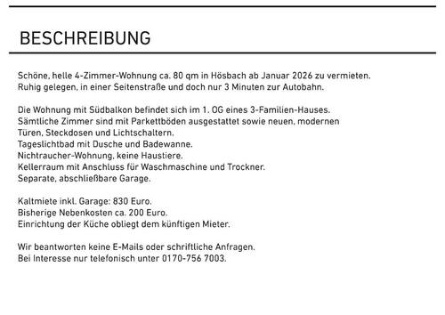 Foto - 3.5 Zimmer Etagenwohnung zur Miete in Hösbach