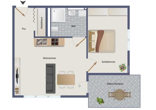 Foto - 2 Zimmer Erdgeschoßwohnung zur Miete in Horb am Neckar