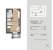 Möblierte 1-Zimmer-Wohnung in Neubau in der Wiehre - Freiburg im Breisgau Günterstal