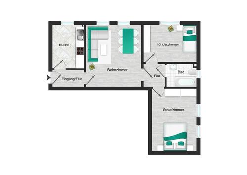 Foto - 3 Zimmer Etagenwohnung zur Miete in Zeithain