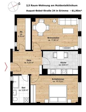 Foto - Neu renovierte 2,5-Raum-Wohnung an der Muldental-Klinik