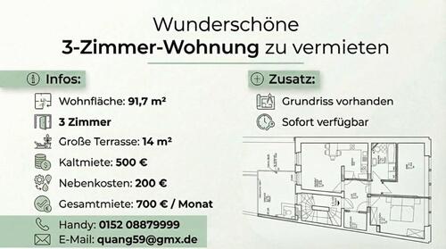 Foto - Helle 3-Zimmer Wohnung mit großer Terrasse im Zentrum Zittau