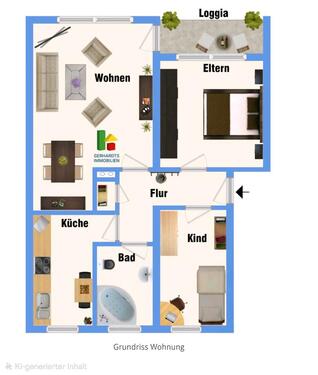 Foto - Mietwohnung 71m2, 3 Zimmer, Balkon, Stellplatz