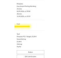 Parkplatz Parken am Flughafen Nürnberg P12 von 2.9. - 11.9.2026