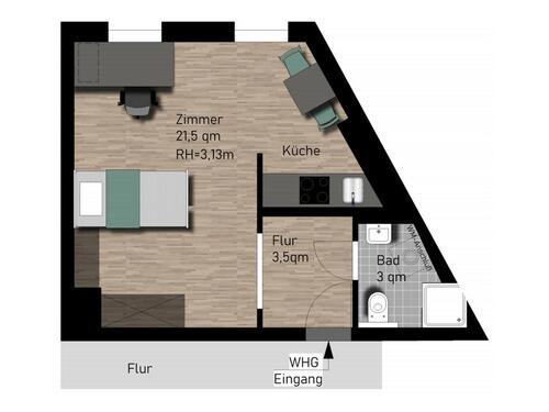 Foto - 1-Zimmer Wohnung mit Einbauküche im Zentrum von Ilmenau - 26m²