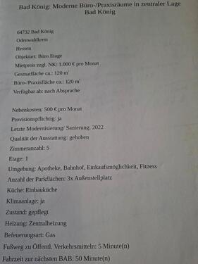 Foto - Büro oder Praxisräume in Bad König zu vermieten.