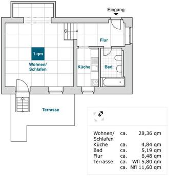Foto - 1 Zimmer Erdgeschoßwohnung zur Miete in Dresden