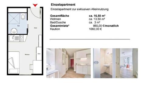 Foto - Möblierte Wohnung 1-Zimmer Apartment, ab 1.05, Zwischenmiete