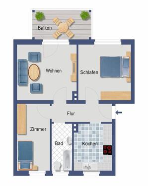 Foto - Helle 3-Zimmer-Erdgeschosswohnung in ruhiger Lage!