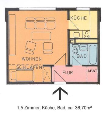 Foto - Gut geschnittene 1-Zimmer-Wohnung in Brückenhof