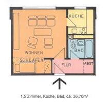 Gut geschnittene 1-Zimmer-Wohnung in Brückenhof - Kassel Nordshausen