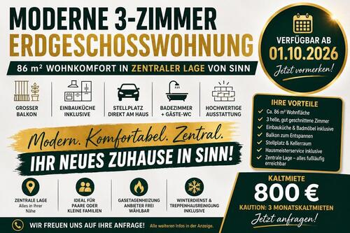 Foto - 3 Zimmer Erdgeschoßwohnung zur Miete in Sinn