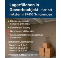 Lagerflächen 10€m² Monat – flexibel nutzbar in Schonungen