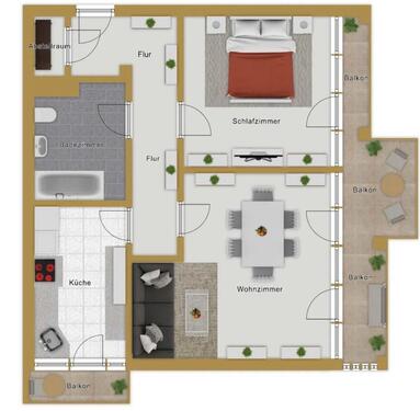 Foto - Karlsruhe Durlach 2 Zimmer Küche Bad 2 Balkone